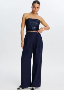 Tops<The Sting Bandeau top met pailletten donkerblauw