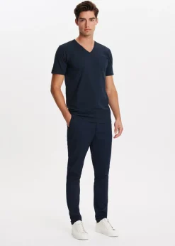 Basics|T-Shirts<The Sting Basic t-shirt met v-hals donkerblauw