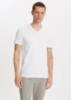 Basics|T-Shirts<The Sting Basic t-shirt met v-hals wit