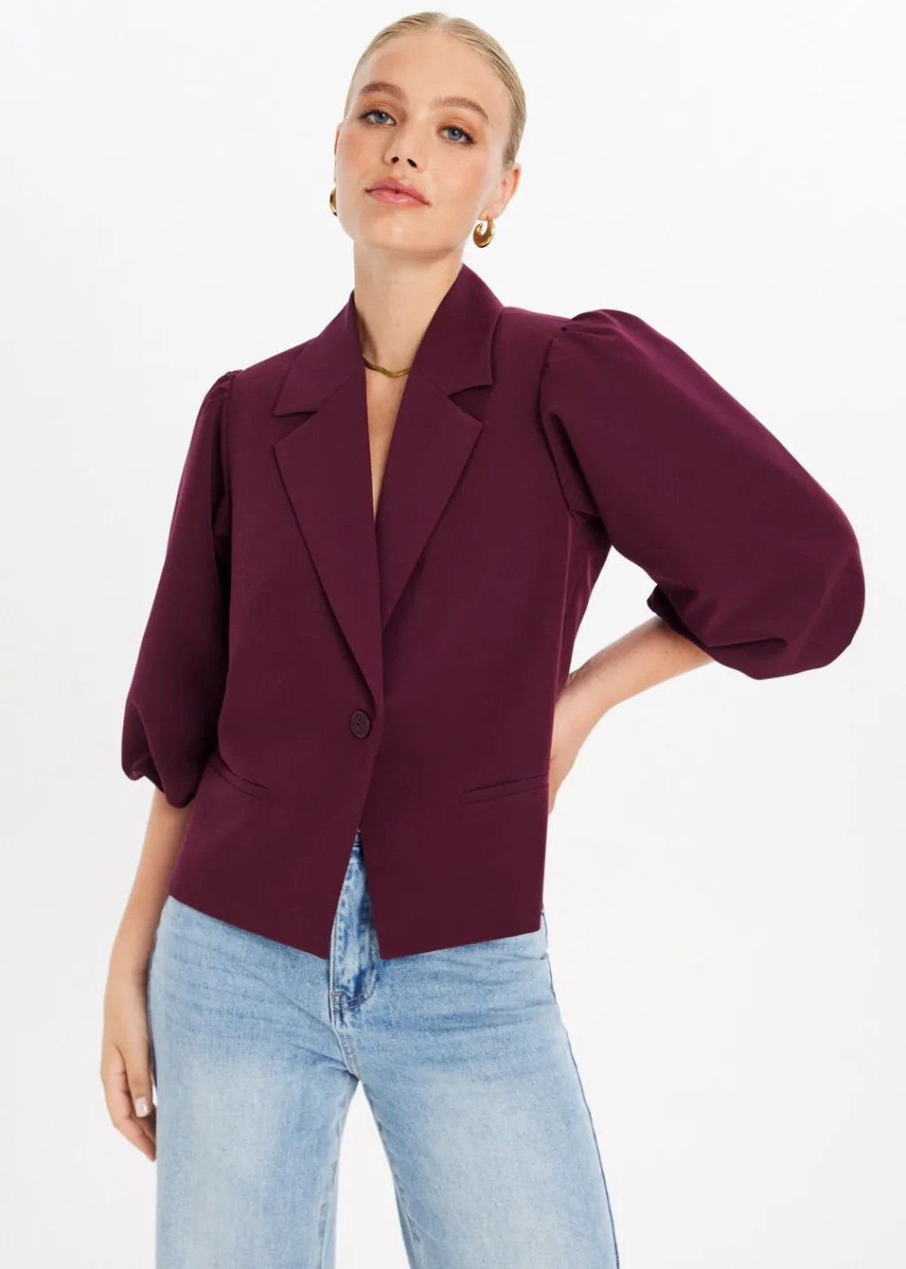 Blazers En Gilets<The Sting Blazer met pofmouwen bordeaux