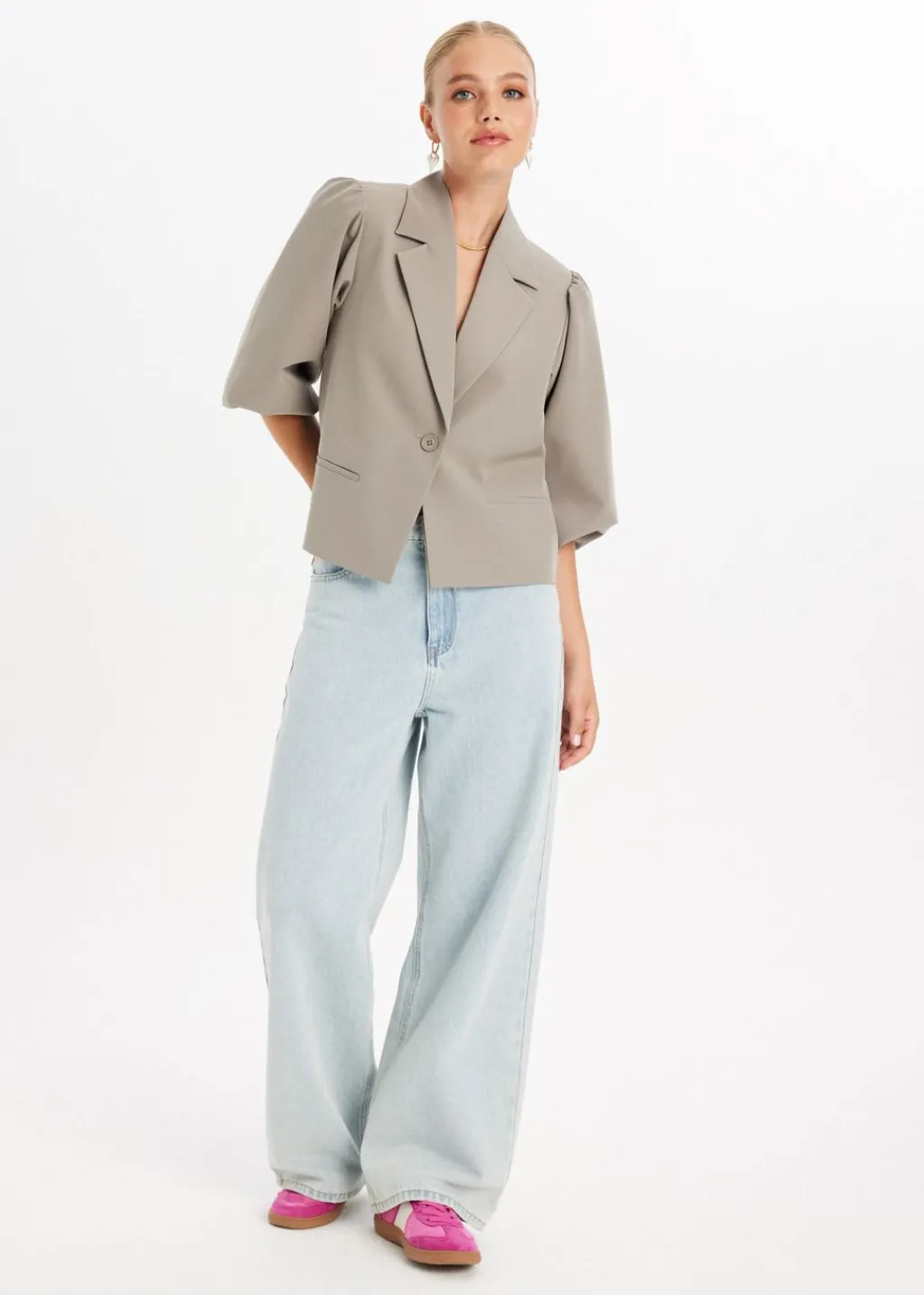 Blazers En Gilets<The Sting Blazer met pofmouwen taupe