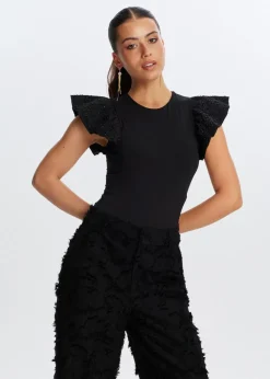 Tops<The Sting Body met siermouwen zwart