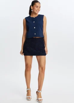 Skorts<The Sting Boucle skort donkerblauw
