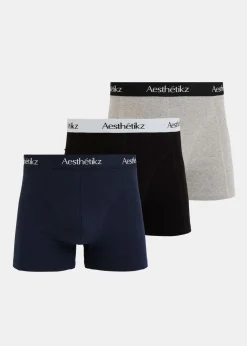 Ondergoed<The Sting Boxer 3-pack blauw grijs grijs gem&ecirc;leerd
