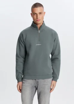 Sweaters En Hoodies<The Sting Brushed half zip sweater groen, olijf