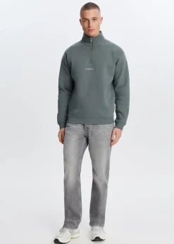 Sweaters En Hoodies<The Sting Brushed half zip sweater groen, olijf