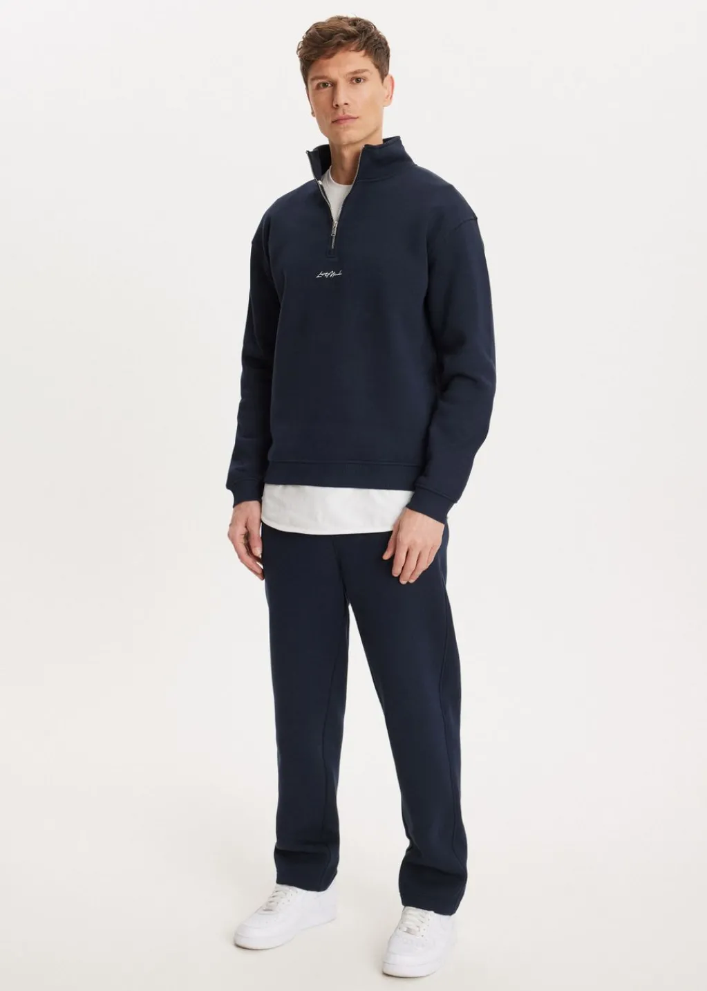Sweaters En Hoodies<The Sting Brushed half zip sweater donkerblauw