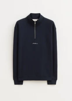 Sweaters En Hoodies<The Sting Brushed half zip sweater donkerblauw