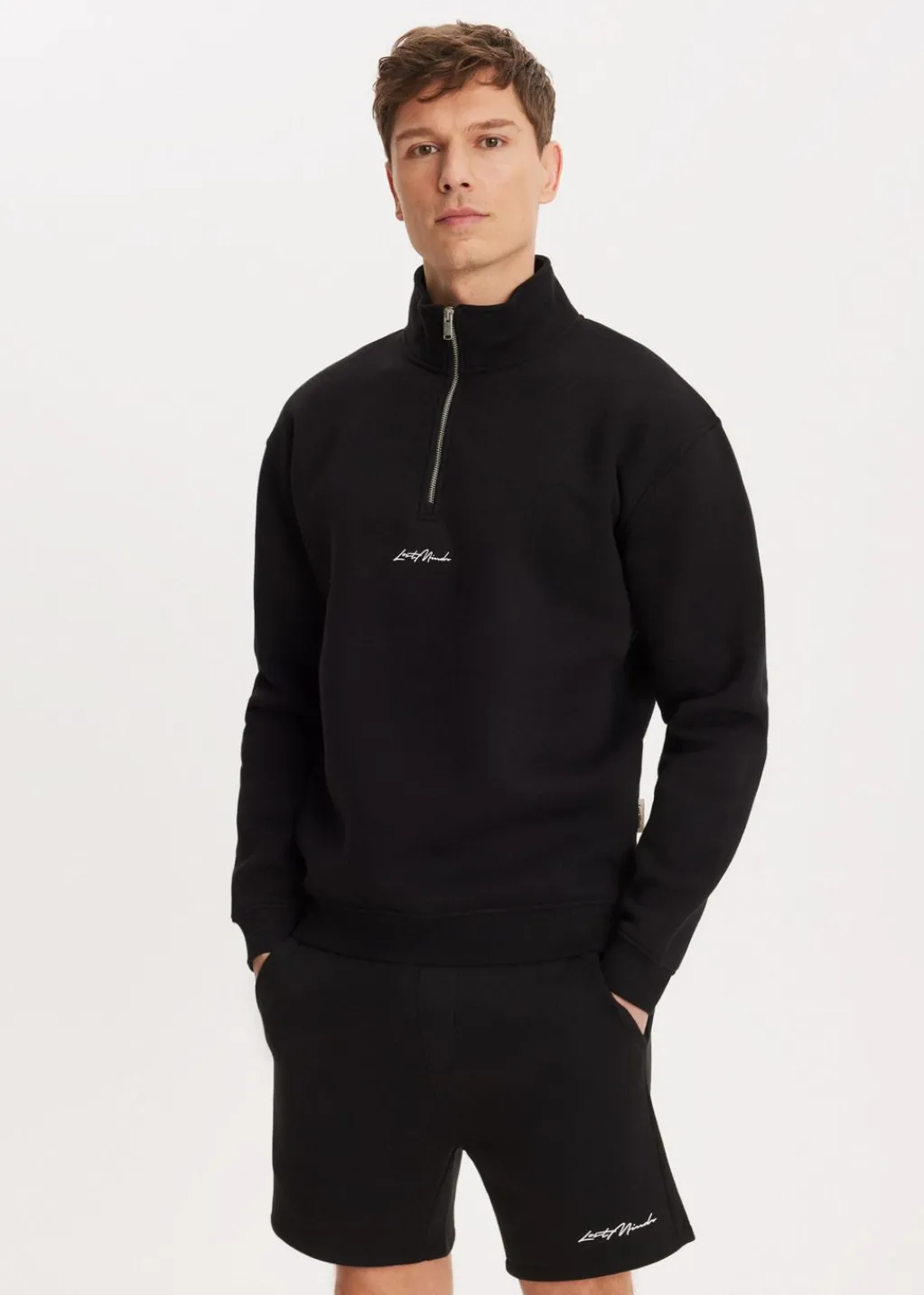 Sweaters En Hoodies<The Sting Brushed half zip sweater zwart