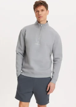 Sweaters En Hoodies<The Sting Brushed half zip sweater blauw grijs