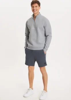 Sweaters En Hoodies<The Sting Brushed half zip sweater blauw grijs