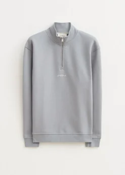 Sweaters En Hoodies<The Sting Brushed half zip sweater blauw grijs