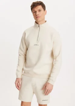 Sweaters En Hoodies<The Sting Brushed half zip sweater ecru