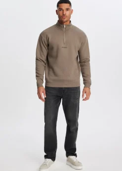 Sweaters En Hoodies<The Sting Brushed half zip sweater taupe