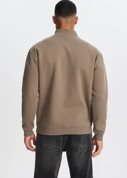 Sweaters En Hoodies<The Sting Brushed half zip sweater taupe