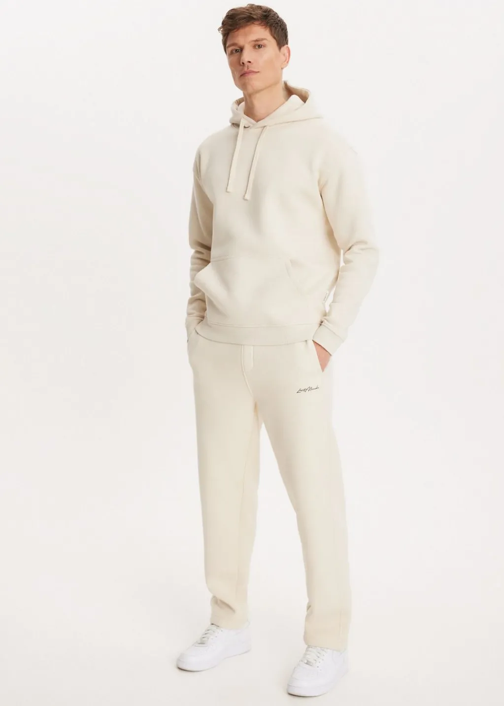 Basics|Broeken<The Sting Brushed straight leg joggingbroek ecru