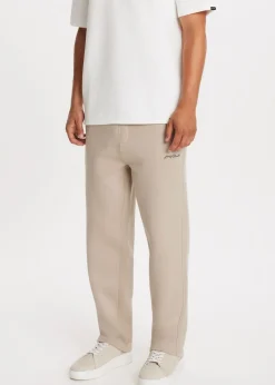 Basics|Broeken<The Sting Brushed straight leg joggingbroek lichtzand