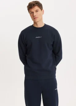 Sweaters En Hoodies<The Sting Brushed written sweater donkerblauw