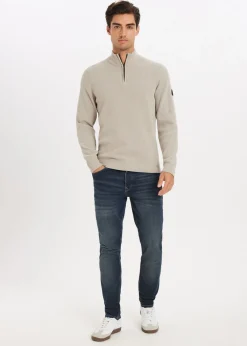 Truien En Vesten<The Sting Chenille half zip trui zand