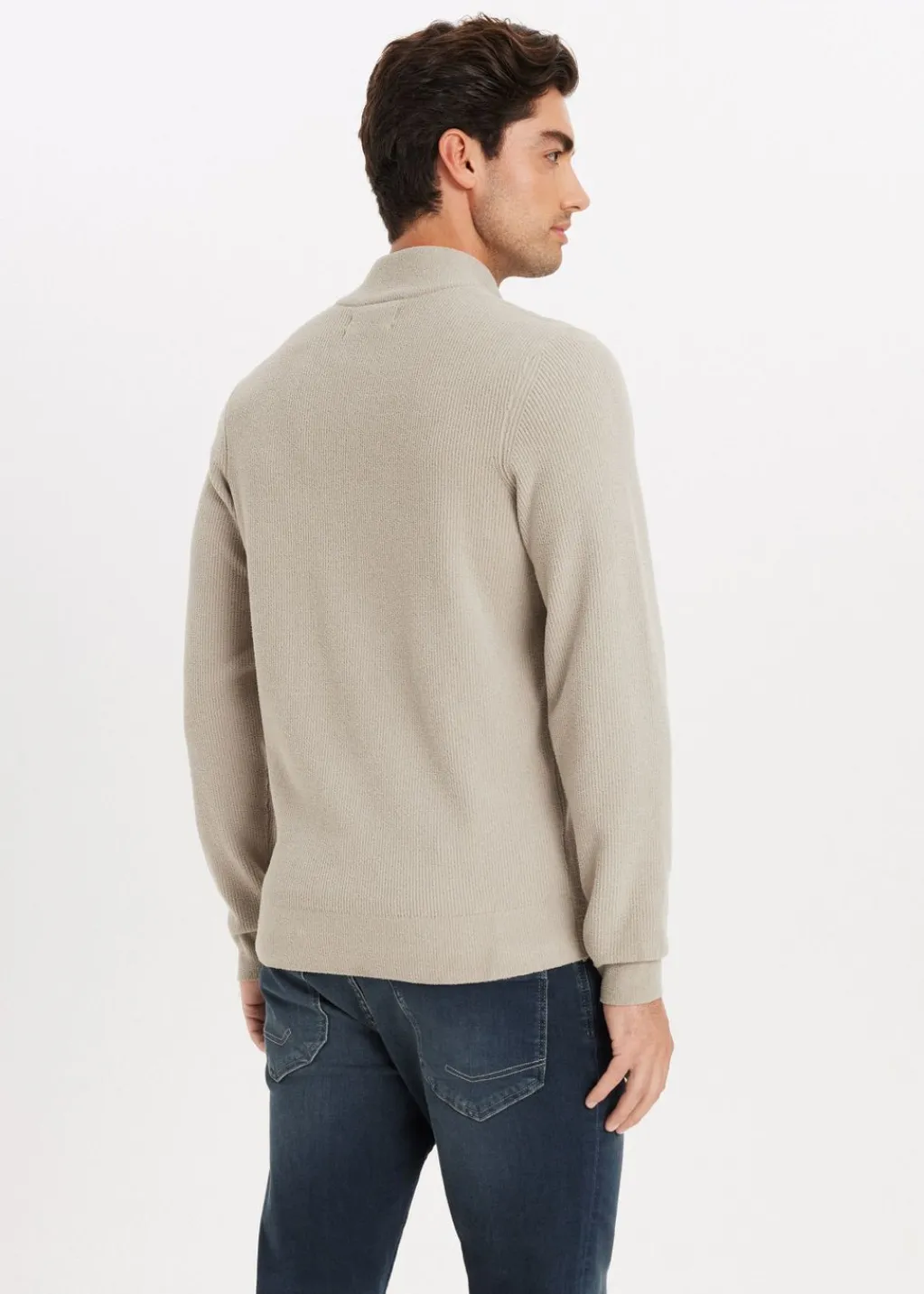 Truien En Vesten<The Sting Chenille half zip trui zand