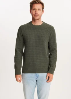 Truien En Vesten<The Sting Chenille trui met structuur donkergroen