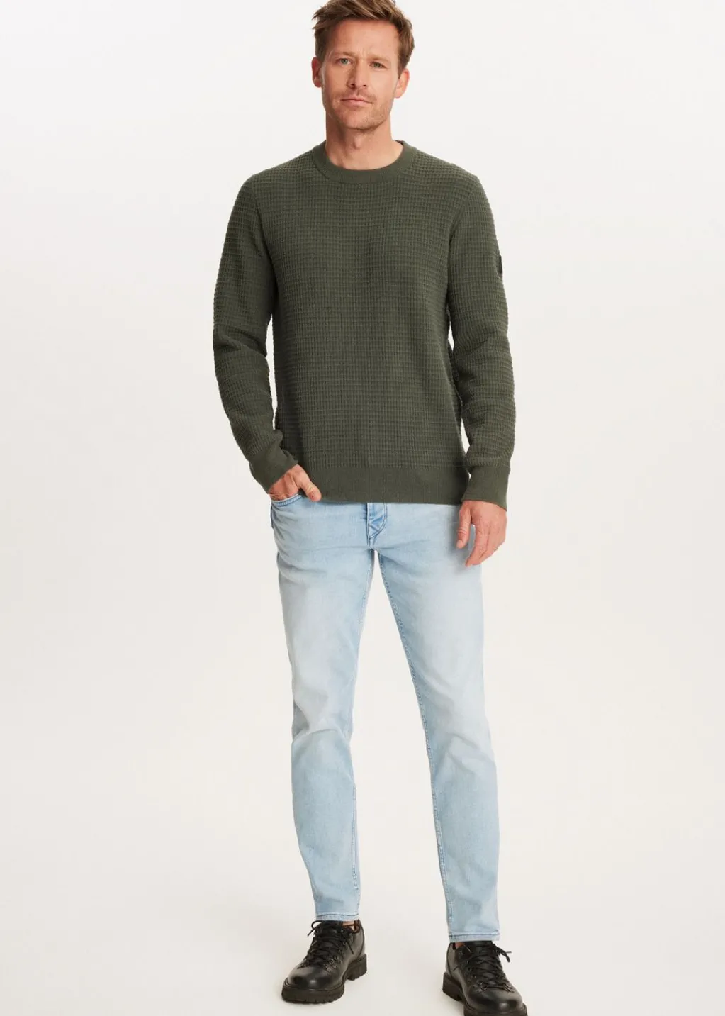 Truien En Vesten<The Sting Chenille trui met structuur donkergroen