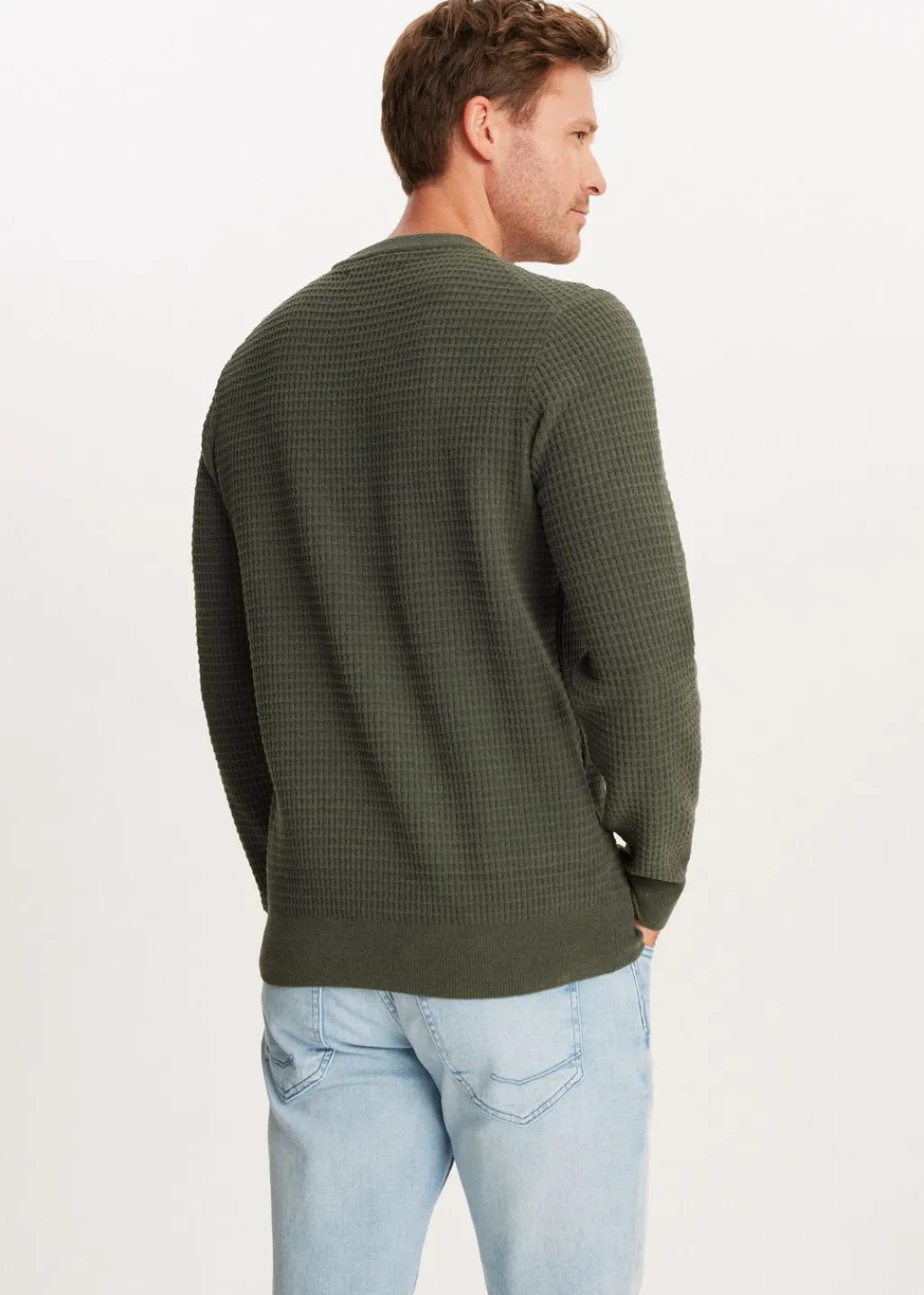 Truien En Vesten<The Sting Chenille trui met structuur donkergroen
