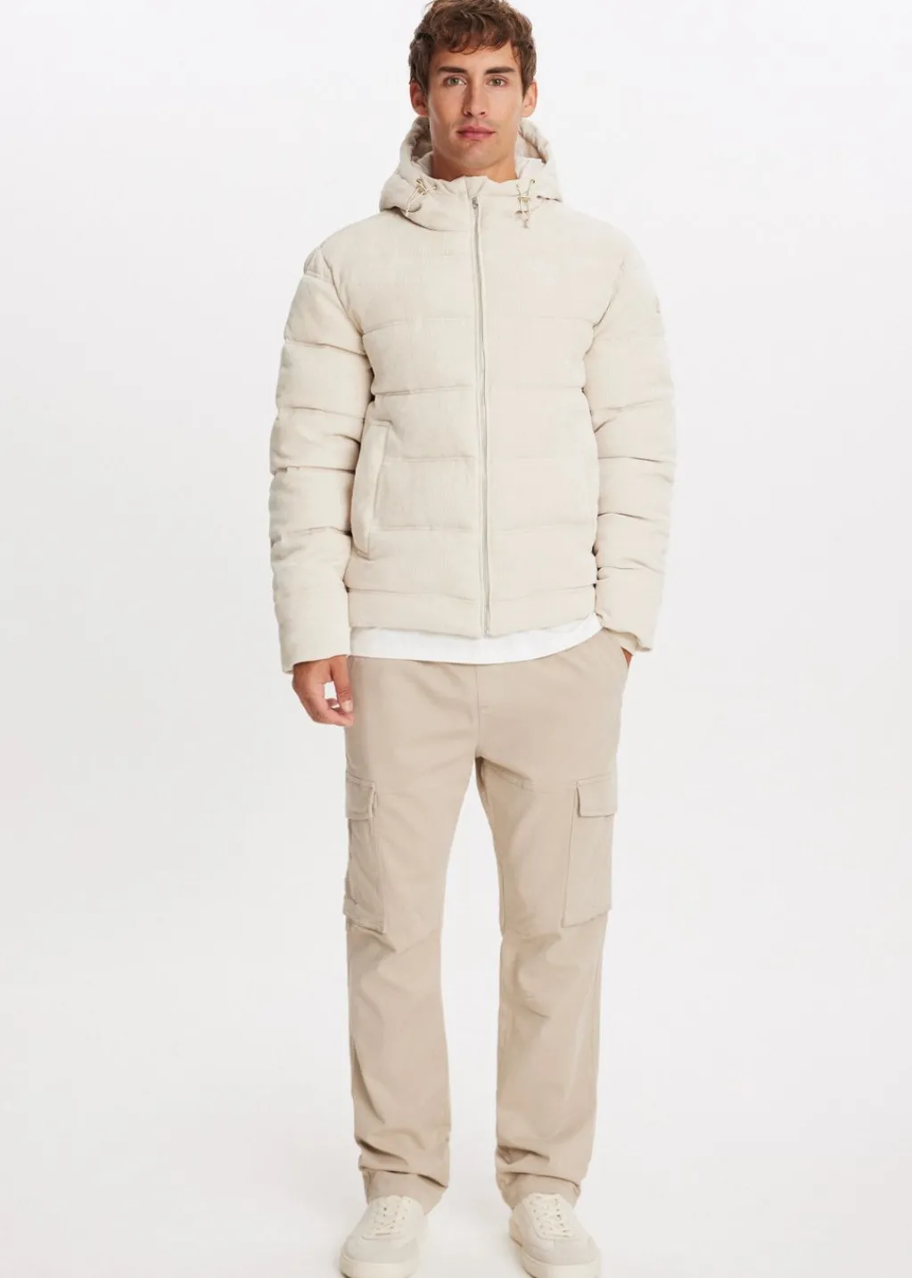 Jassen<The Sting Corduroy gewatteerde jas lichtzand