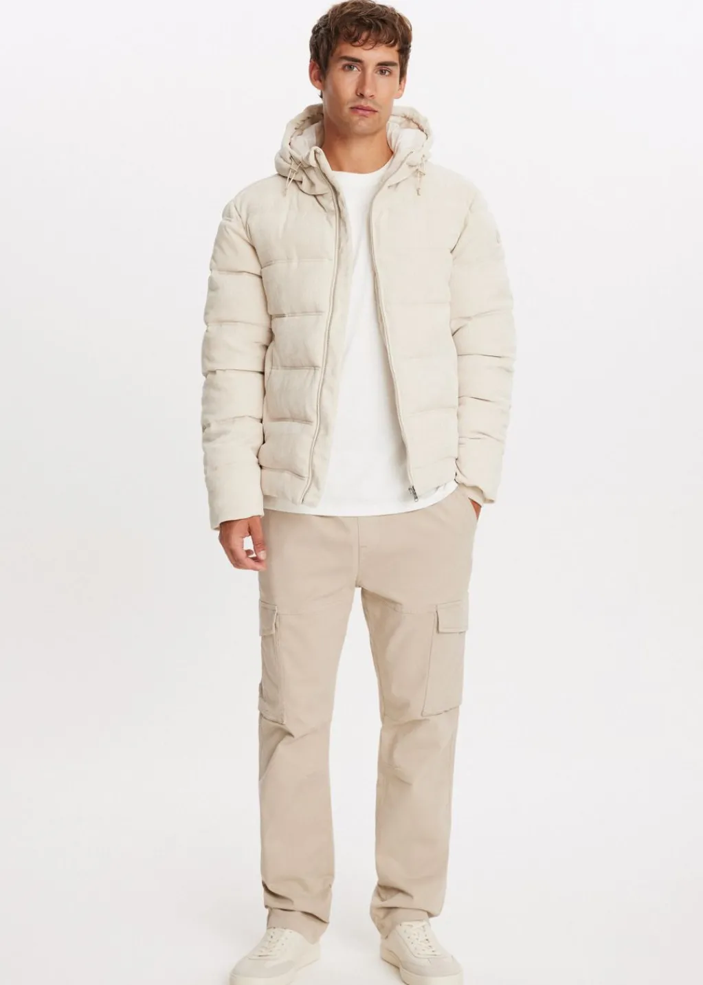 Jassen<The Sting Corduroy gewatteerde jas lichtzand