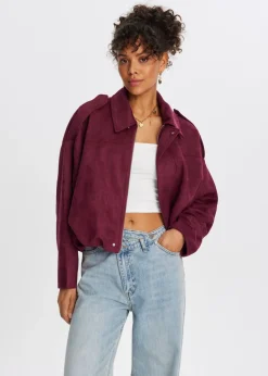Jassen<The Sting Cropped suedine bomberjack aubergine