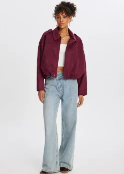 Jassen<The Sting Cropped suedine bomberjack aubergine