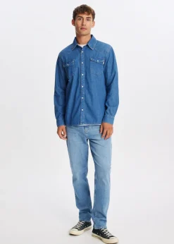 Overhemden<The Sting Denim overhemd blauw, used middle