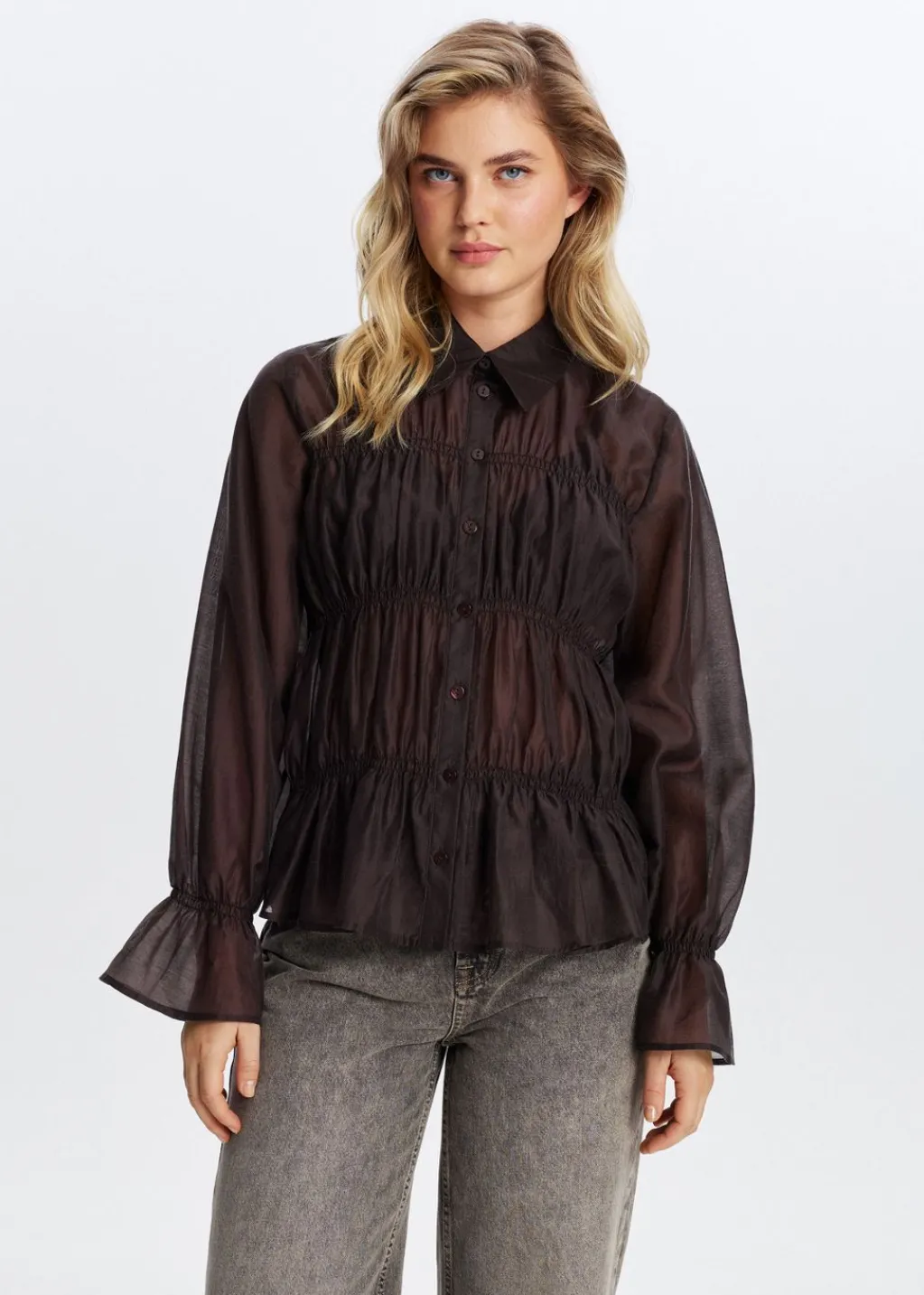 Blouses<The Sting Doorschijnende blouse donkerbruin