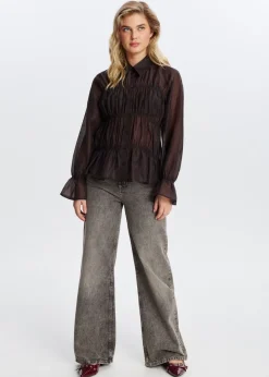 Blouses<The Sting Doorschijnende blouse donkerbruin