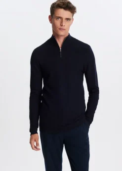 Polo's|Truien En Vesten<The Sting Fijngebreide polo donkerblauw