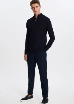 Polo's|Truien En Vesten<The Sting Fijngebreide polo donkerblauw