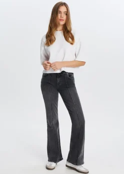 Jeans<The Sting Flared jeans met pintuck zwart, used dark
