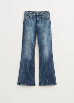 Jeans<The Sting Flared jeans met pintuck blauw, used middle