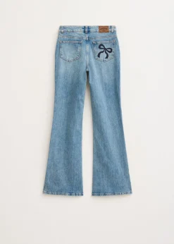 Jeans<The Sting Flared jeans met printdetail blauw, used middle