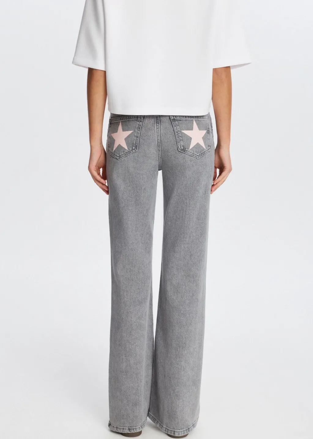 Jeans<The Sting Flared jeans met printdetail lichtgrijs