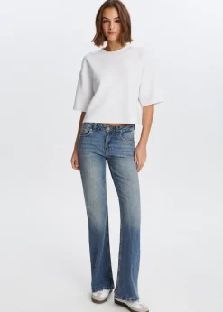 Jeans<The Sting Flared jeans met printdetail blauw, used dark