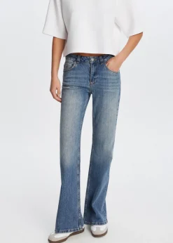 Jeans<The Sting Flared jeans met printdetail blauw, used dark