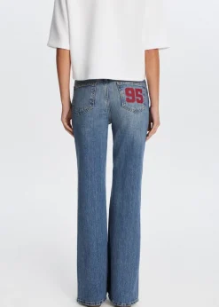 Jeans<The Sting Flared jeans met printdetail blauw, used dark