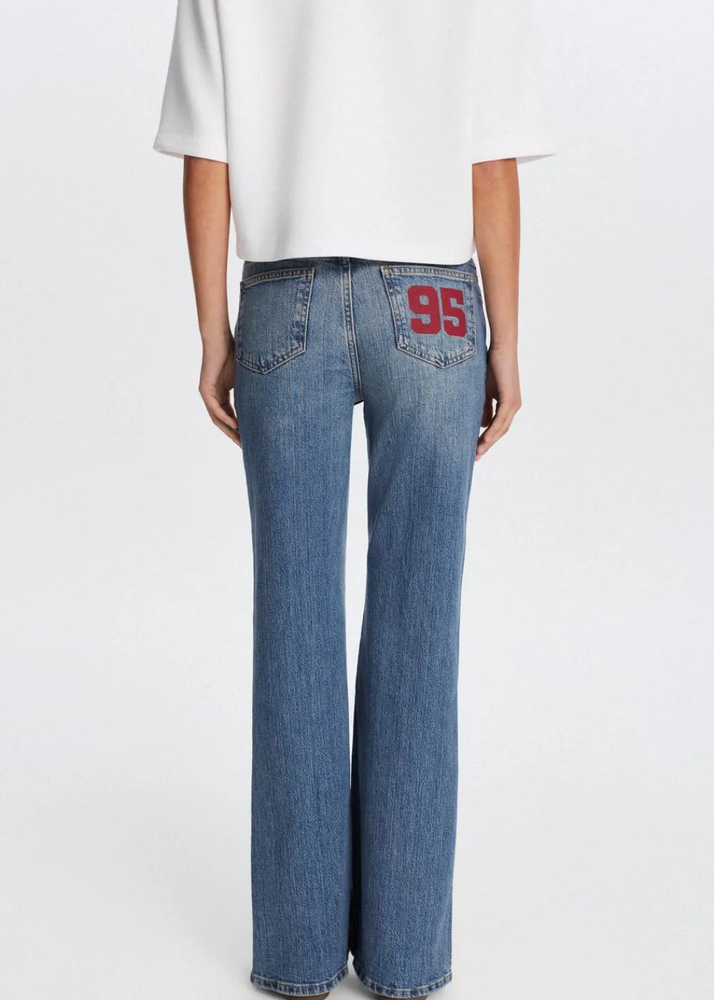Jeans<The Sting Flared jeans met printdetail blauw, used dark