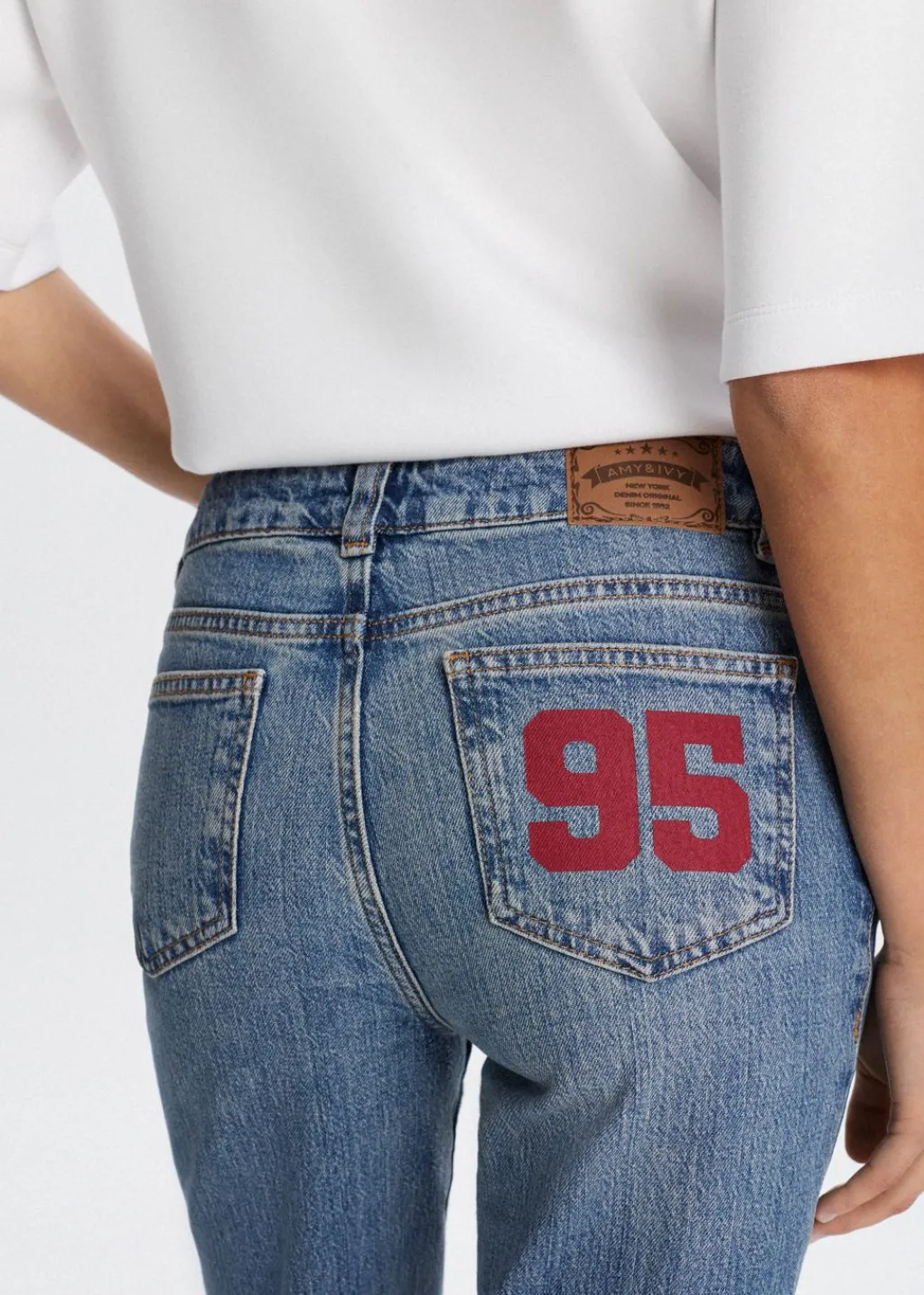 Jeans<The Sting Flared jeans met printdetail blauw, used dark