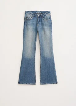 Jeans<The Sting Flared jeans met printdetail blauw, used dark
