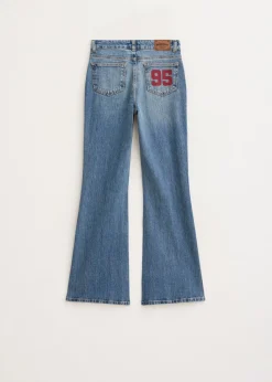 Jeans<The Sting Flared jeans met printdetail blauw, used dark