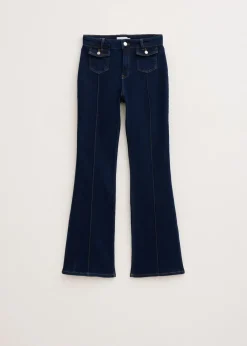 Jeans<The Sting Flared jeans met zakken blauw, used dark