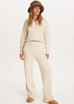 Broeken<The Sting Fluffy broek lichtzand