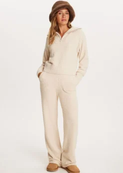 Truien En Vesten<The Sting Fluffy half zip trui lichtzand